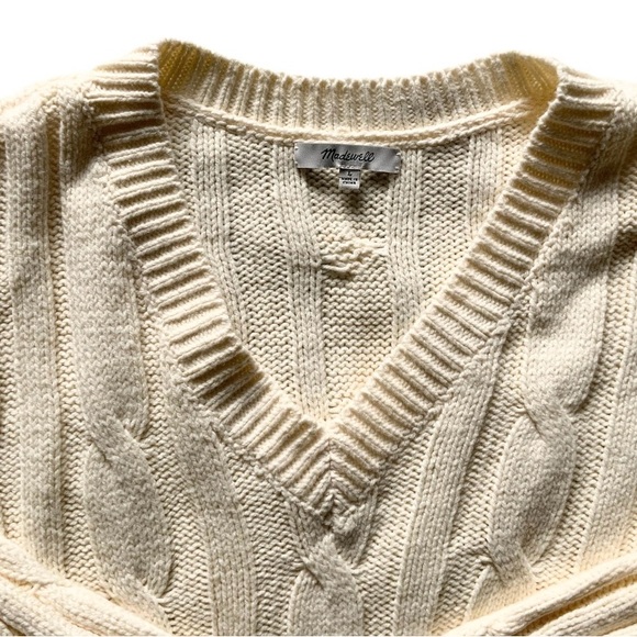 J.Crew Cable-Knit V-Neck Crop Sweater Sz L NM613 - Picture 9 of 13